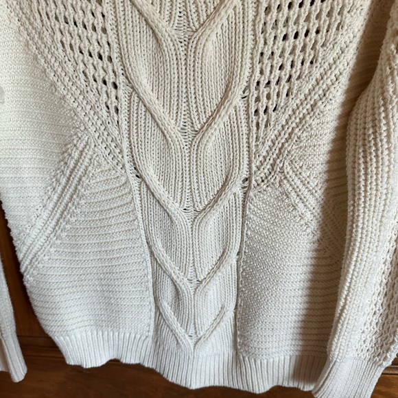 Express Cream Cable & Open-Stitch Scoop-Neck Sweater Size medium new - Picture 4 of 6